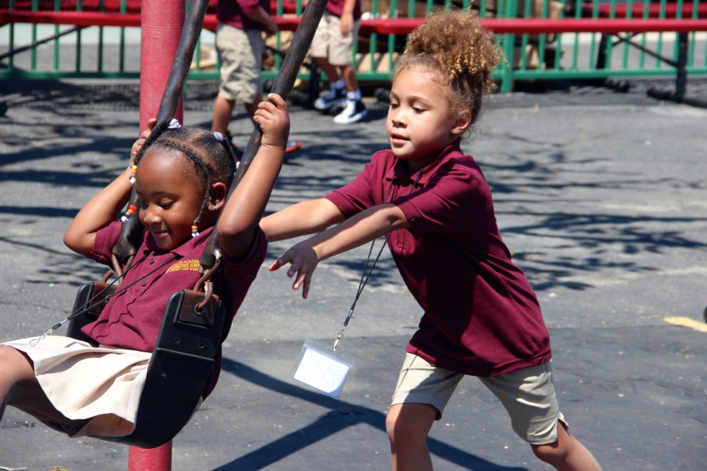 Our students are already becoming fast friends as they play together on the playground. 